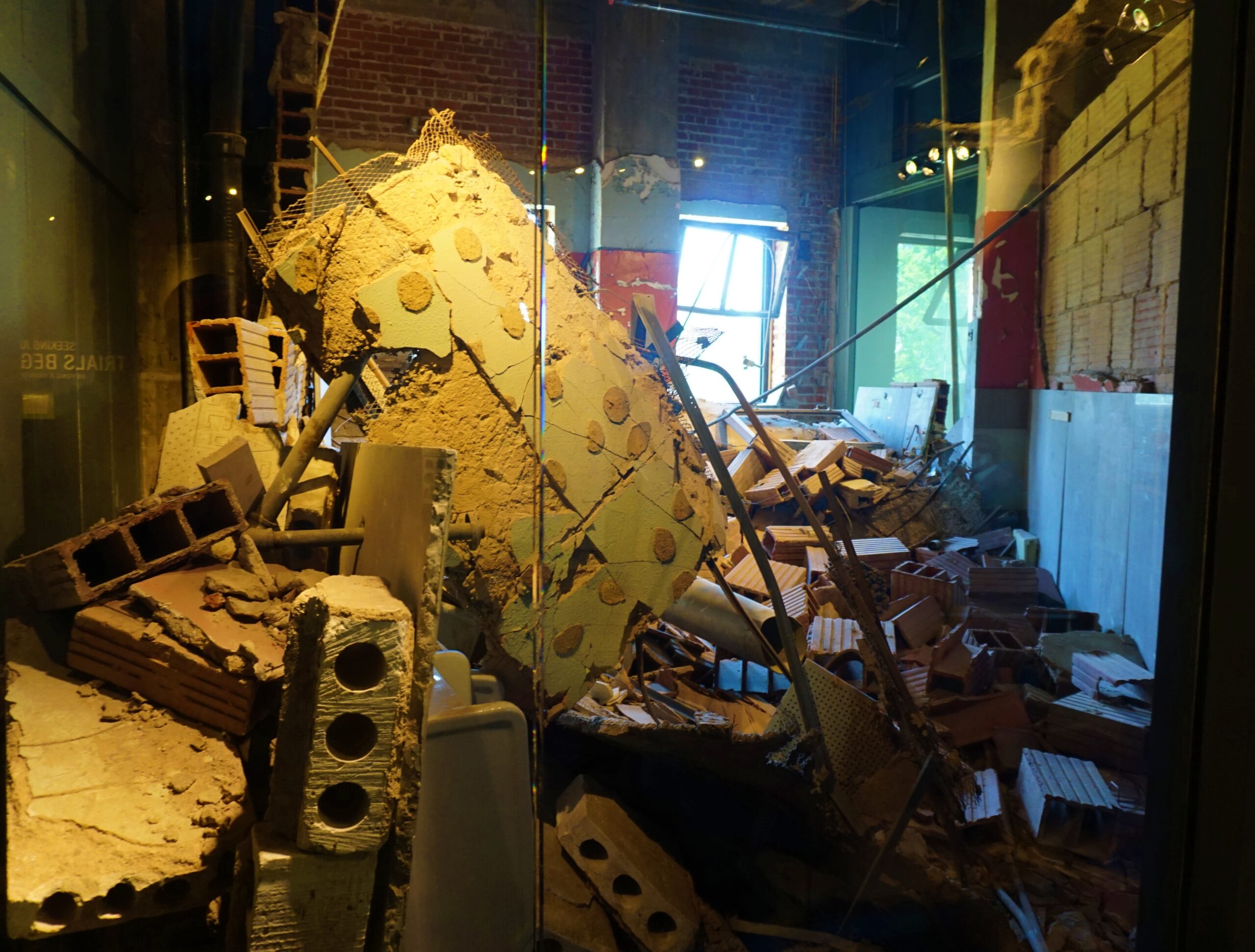 A recreated room of the Alfred P. Murrah Federal Building showing the aftermath of the 1995 Oklahoma City bombing