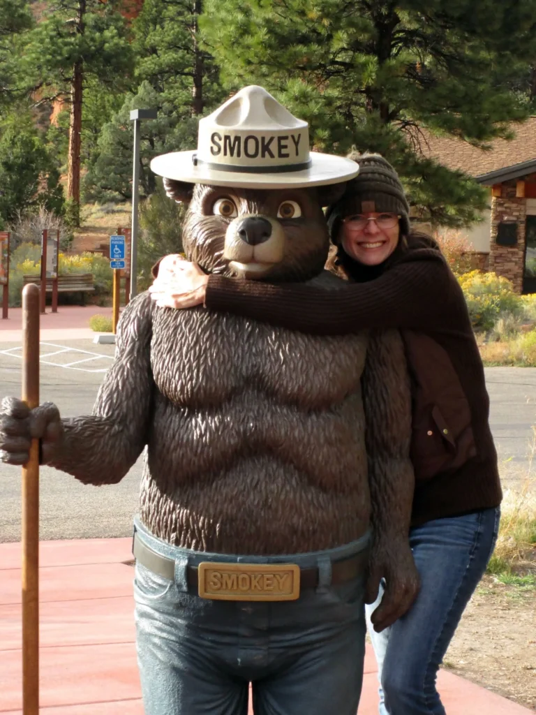 Smokey Bear at Red Canyon Visitor Center in Utah close to Pink Ledge trailhead